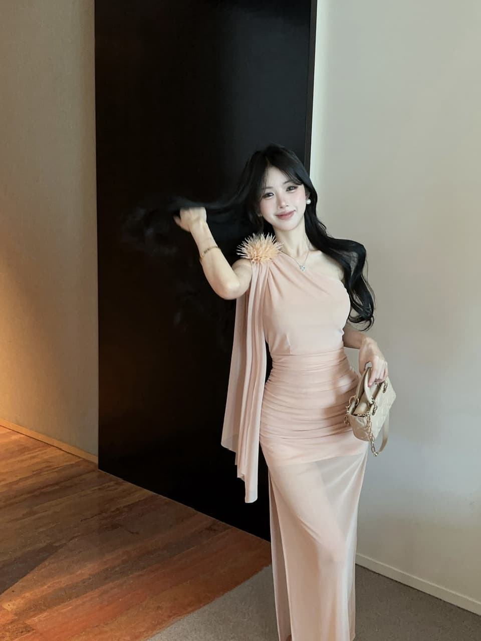 실사 롱 코트 망사 술 패치워크 드레스 복장 상세 이미지 19