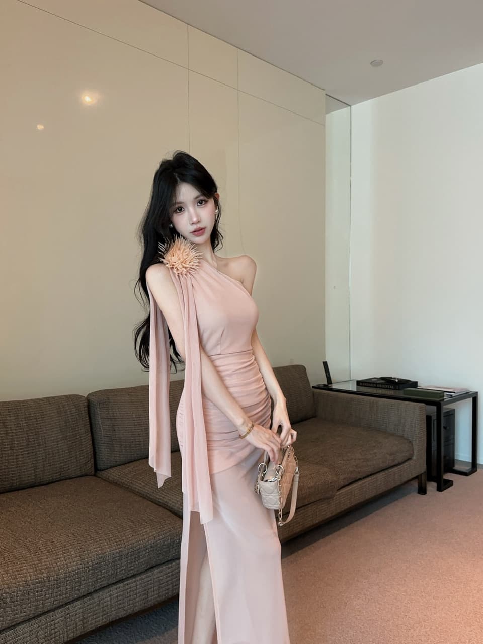 실사 롱 코트 망사 술 패치워크 드레스 복장 상세 이미지 20