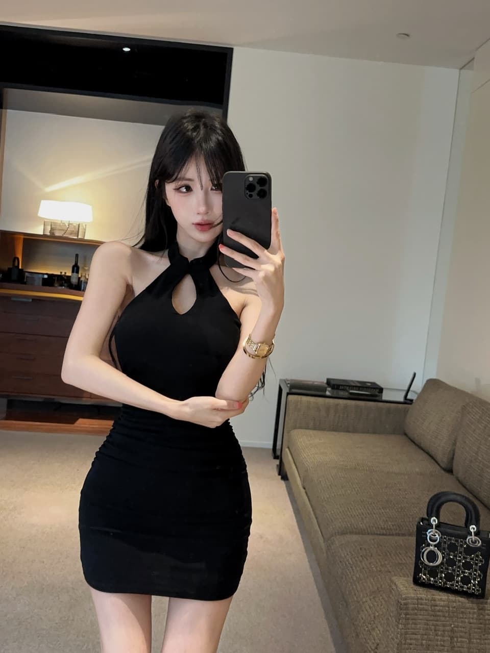 실사 쇼트 스타일 행침 목 백리스 쇼트 스타일 면 소재 드레스 복장 상세 이미지 7