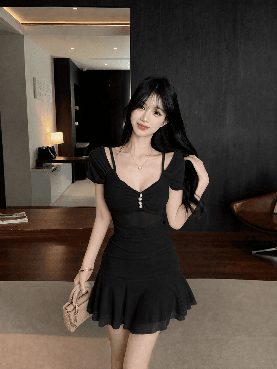 실사 망사 인어 꼬리 타이트 스커트 오프숄더 슬립 드레스 상세 이미지 11