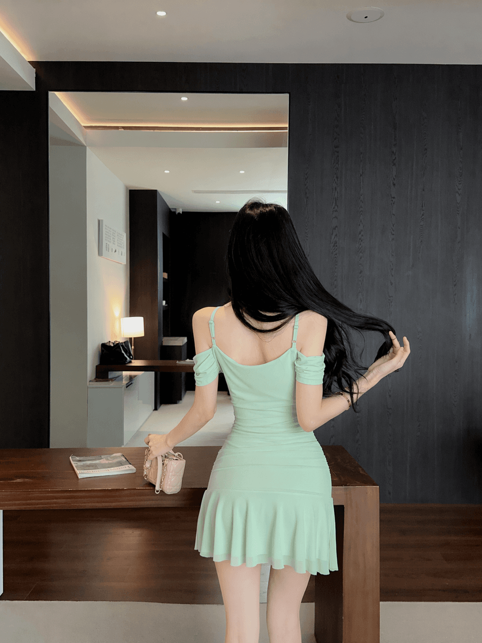 실사 망사 인어 꼬리 타이트 스커트 오프숄더 슬립 드레스 상세 이미지 19