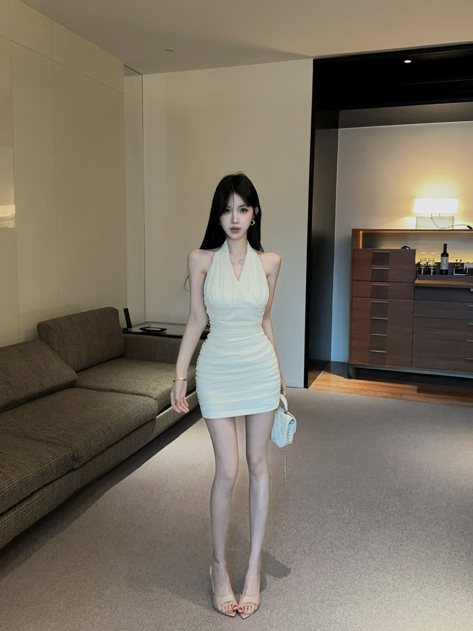 실사 망사 행침 목 드레스 상세 이미지 7