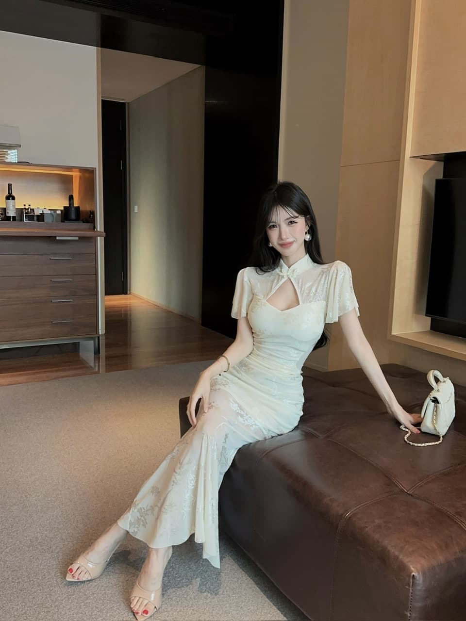 실사 롱 코트 레이스 Feifei 소매 개선 치파오 드레스 상세 이미지 20