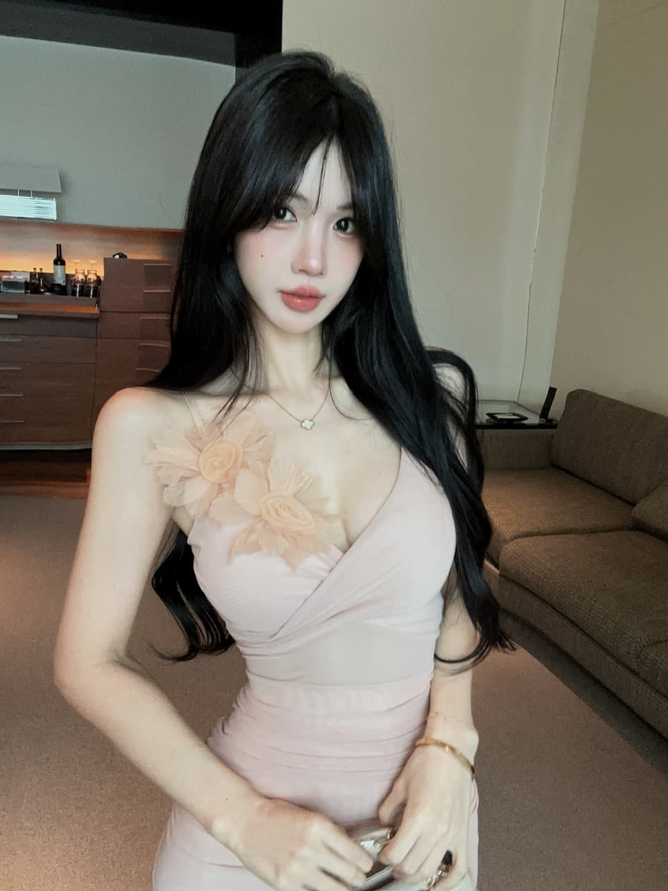 실사 롱 코트 슬립 꽃 패치워크 망사 드레스 상세 이미지 26