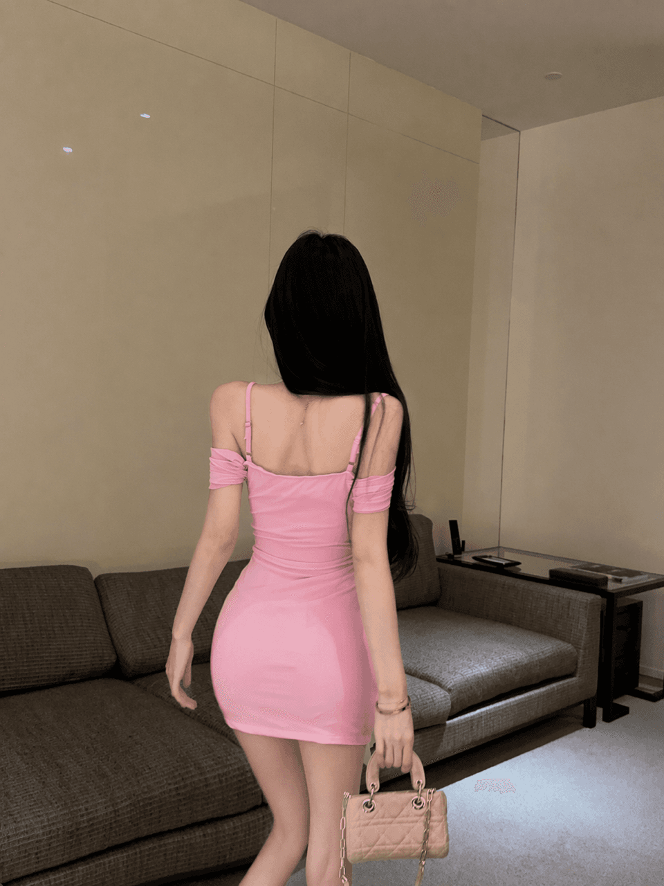 실사 쇼트 스타일 꽃 패치워크 슬립 타이트 스커트 망사 드레스 상세 이미지 15