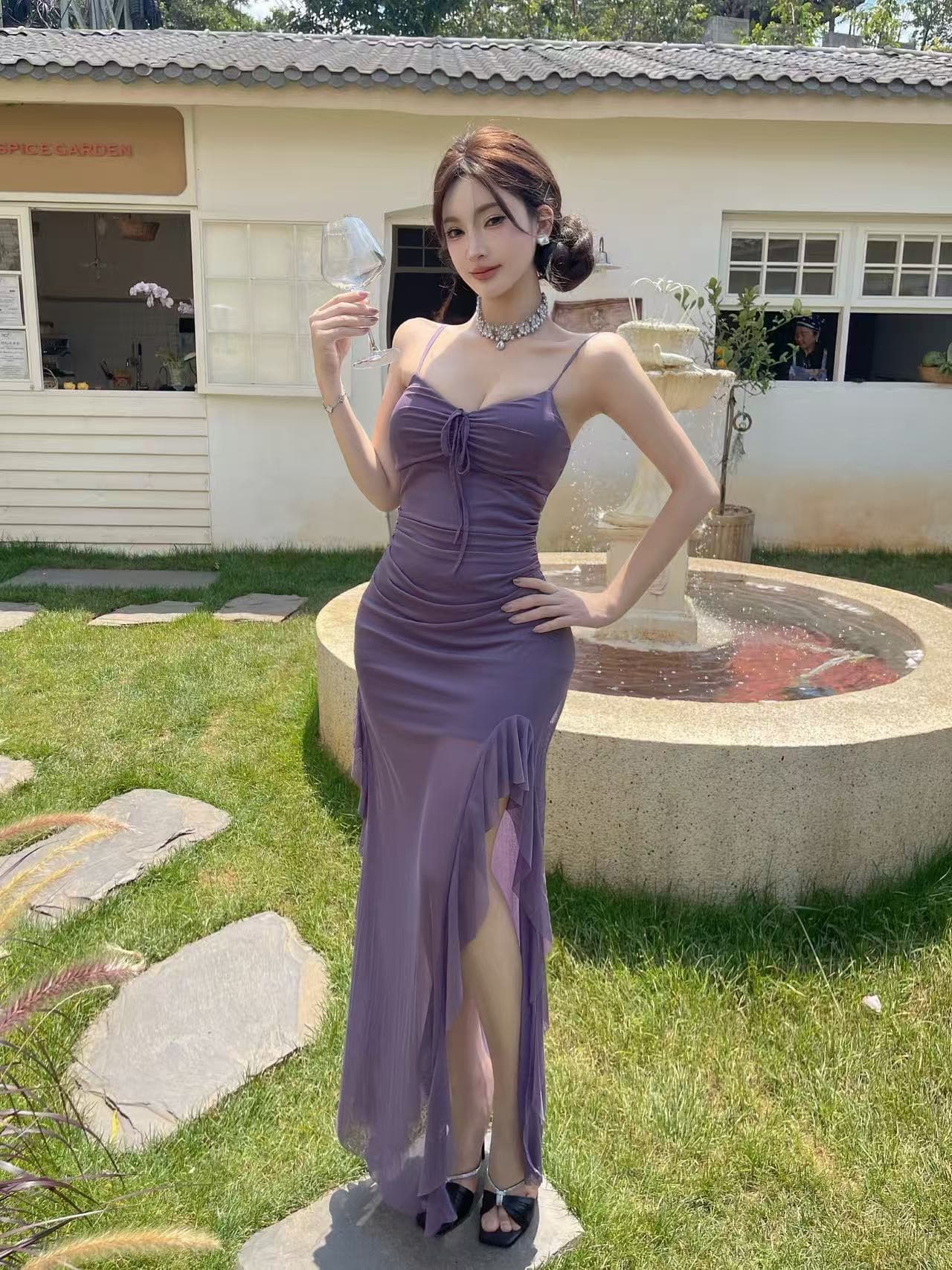실사 롱 코트 프릴 망사 드레스 상세 이미지 9