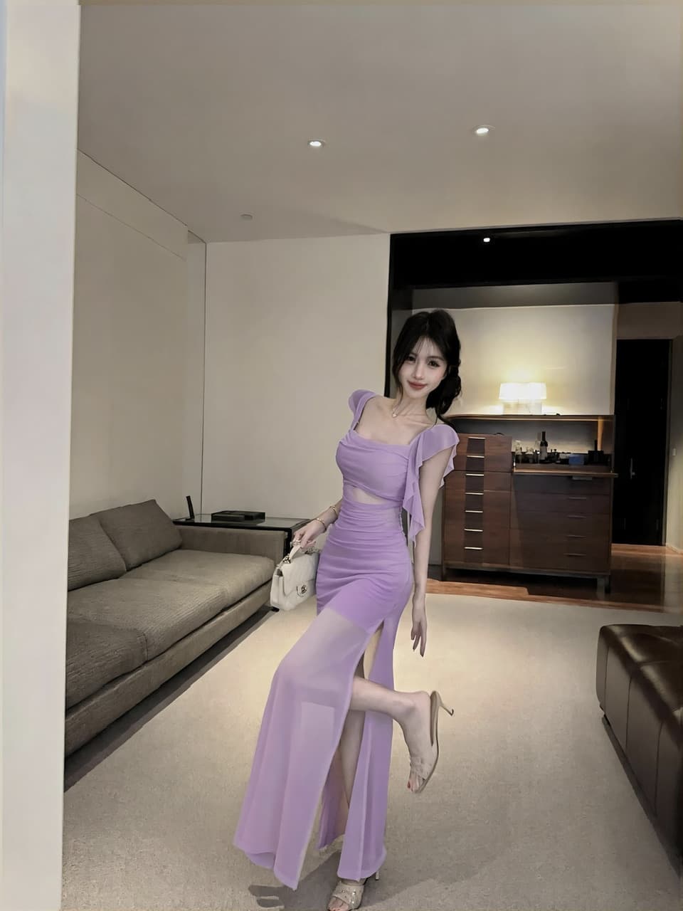 실사 중간 길이 망사 드레스 복장 상세 이미지 5