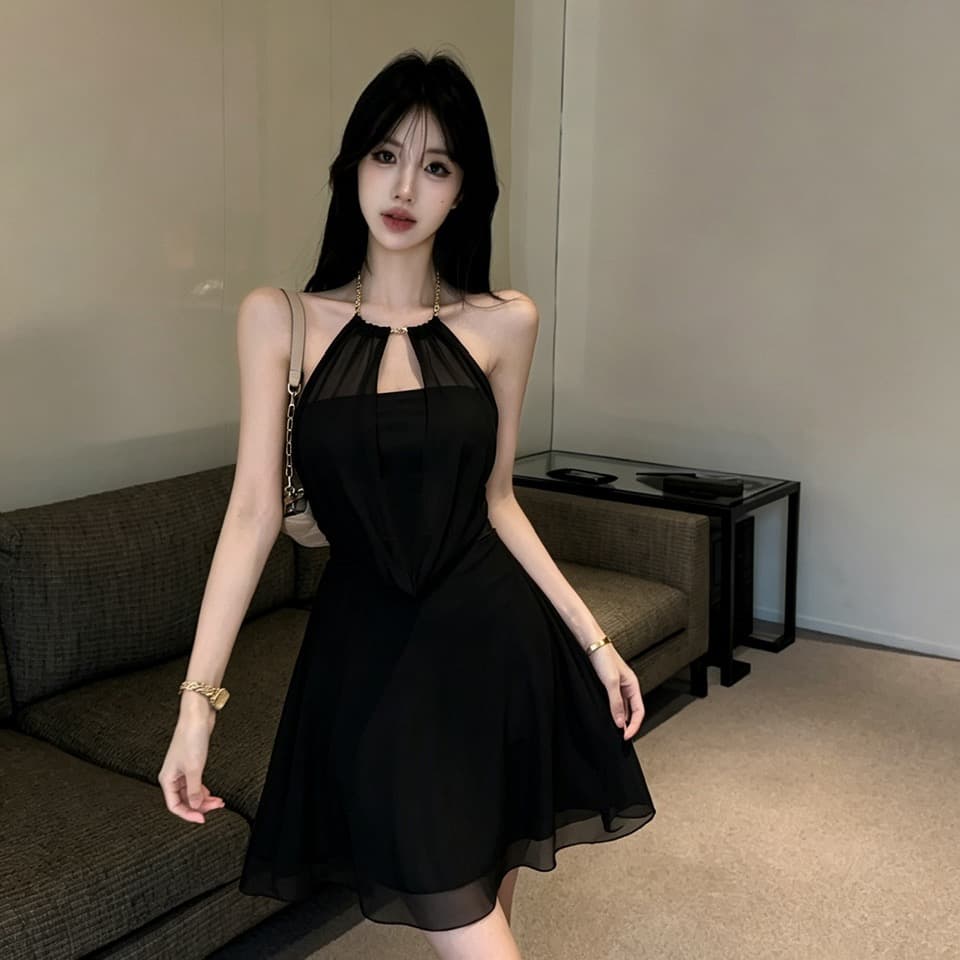 실사 쇼트 스타일 망사 큰 진자 드레스 이미지 2