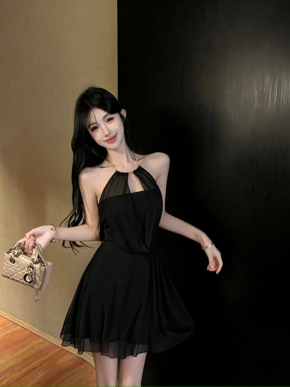 실사 쇼트 스타일 망사 큰 진자 드레스 상세 이미지 2