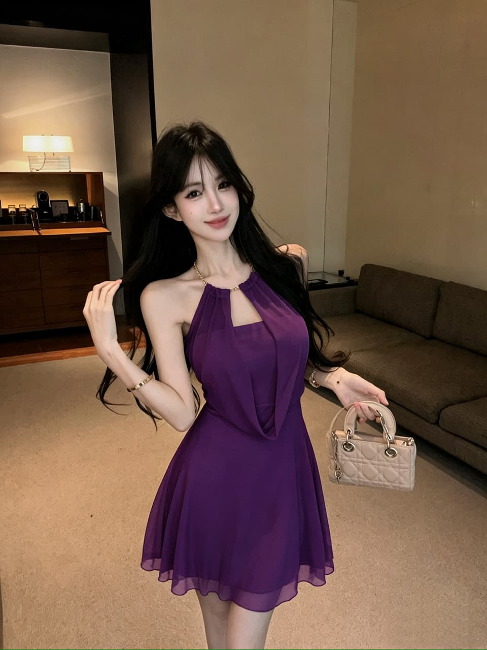 실사 쇼트 스타일 망사 큰 진자 드레스 상세 이미지 9