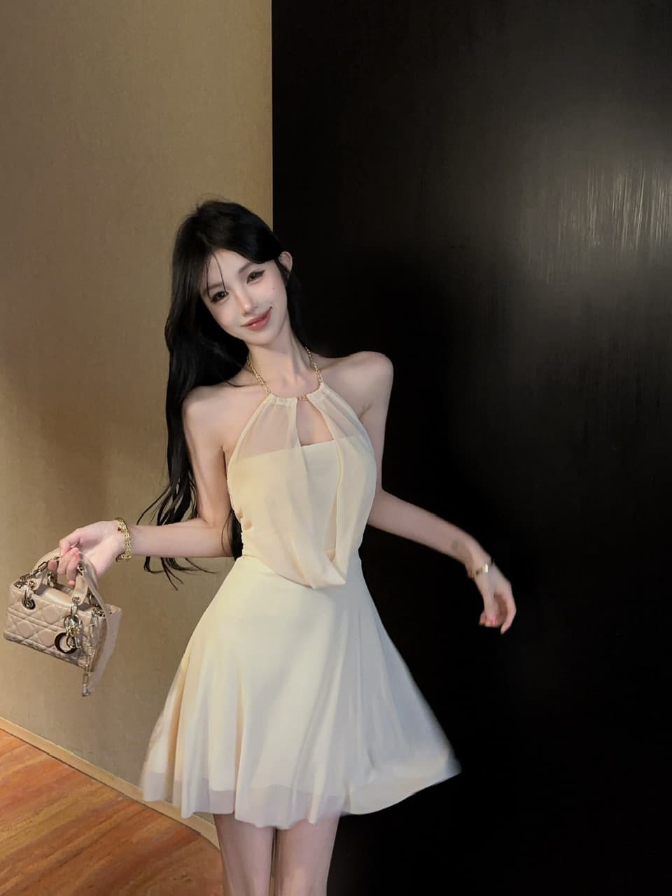 실사 쇼트 스타일 망사 큰 진자 드레스 상세 이미지 13