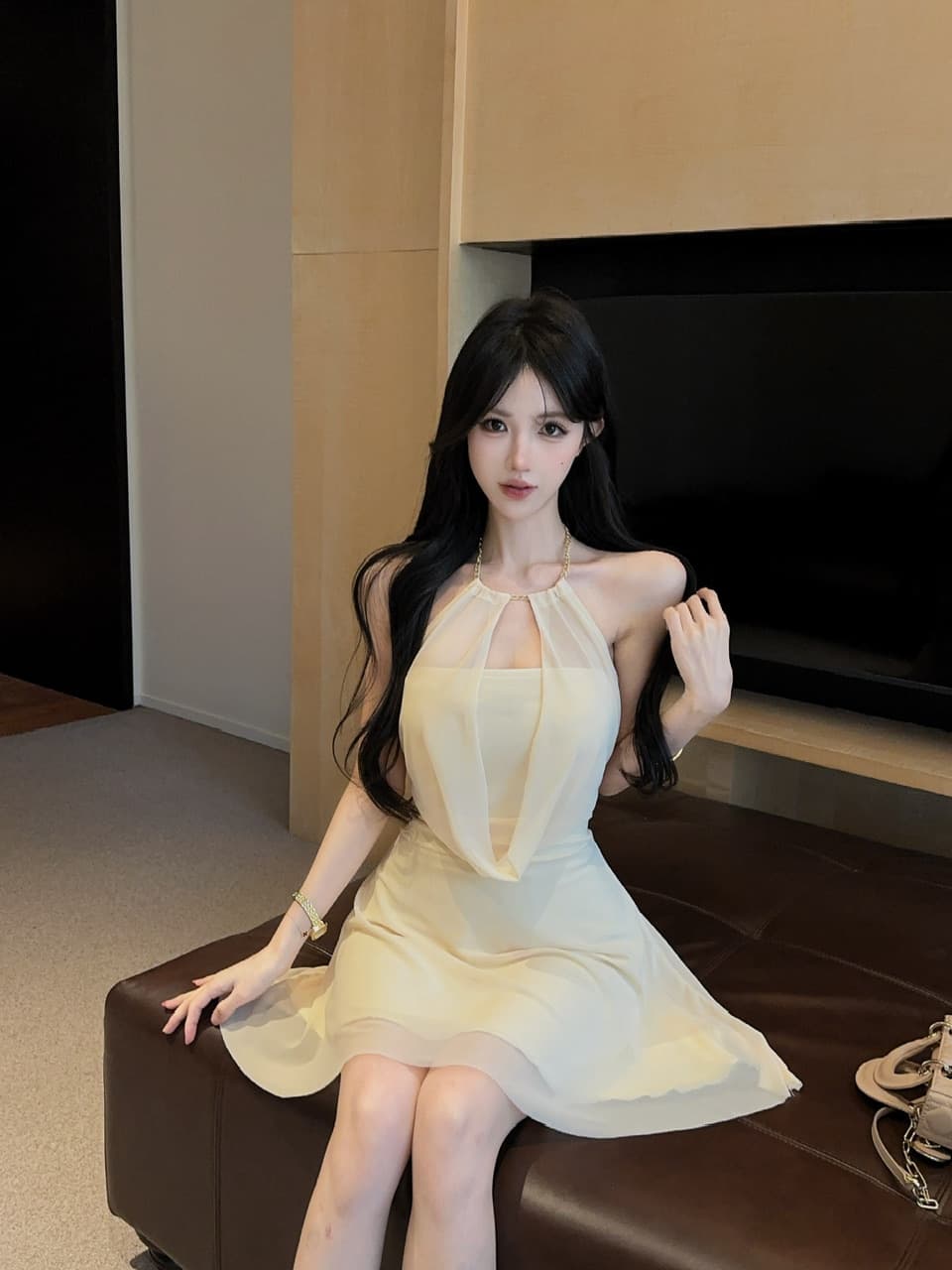 실사 쇼트 스타일 망사 큰 진자 드레스 상세 이미지 23