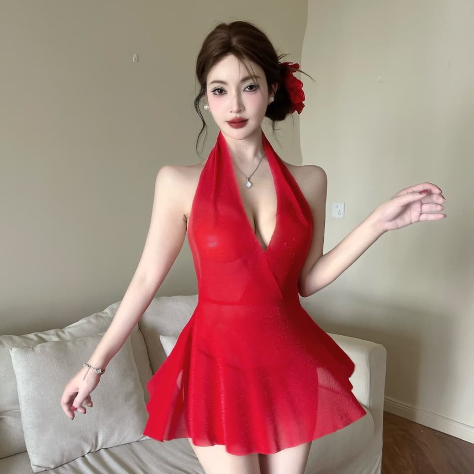 실사 쇼트 스타일 시스루 드레스 이미지 5
