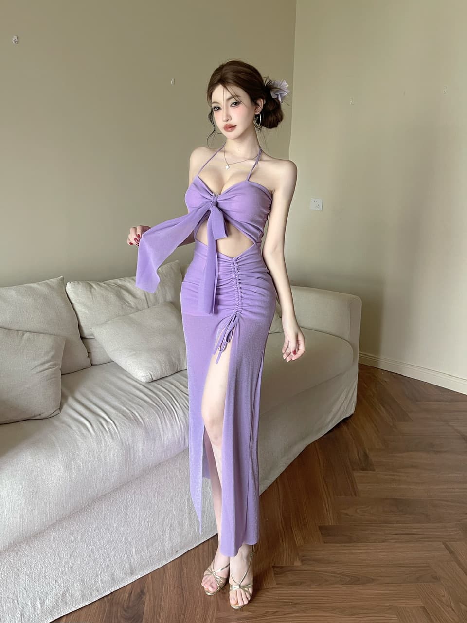 실사 롱 코트 펌프 로프 슬립 드레스 상세 이미지 10