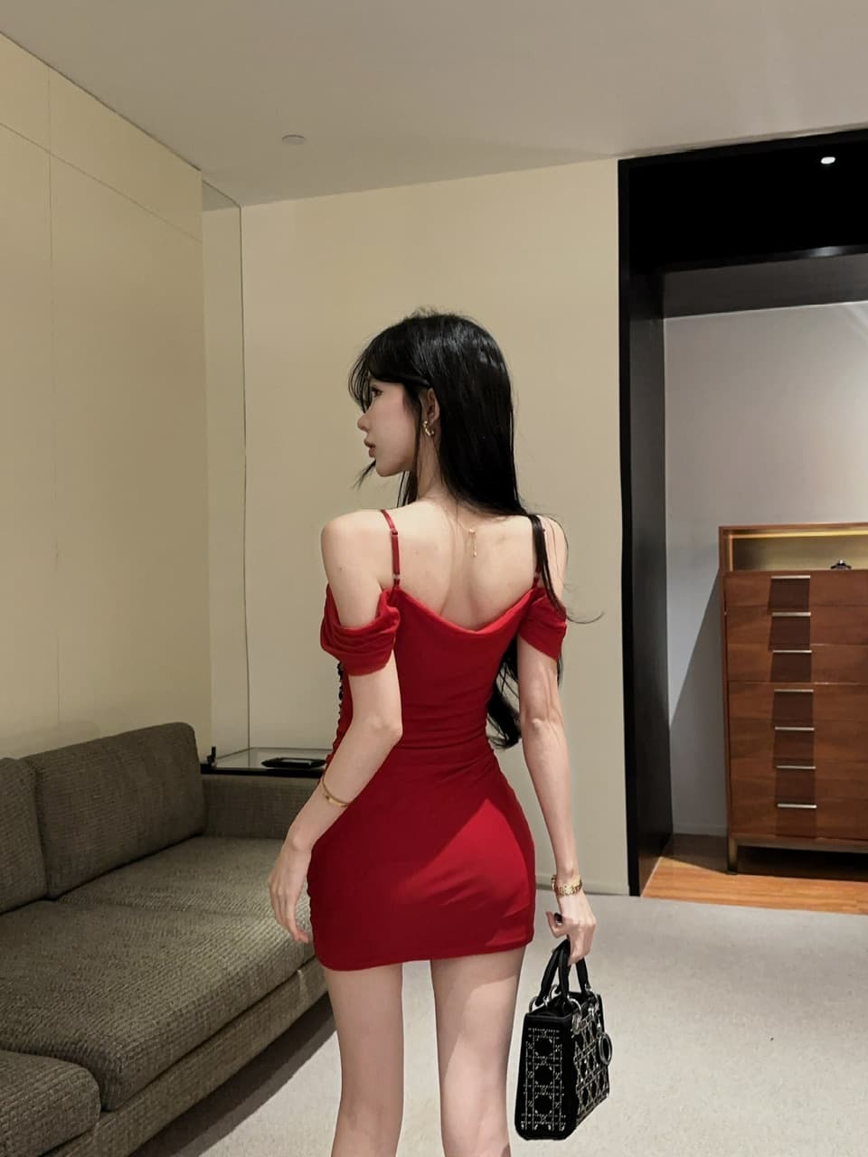 실사 레오파드 무늬 패치워크 슬립 망사 미니 스커트 상세 이미지 21