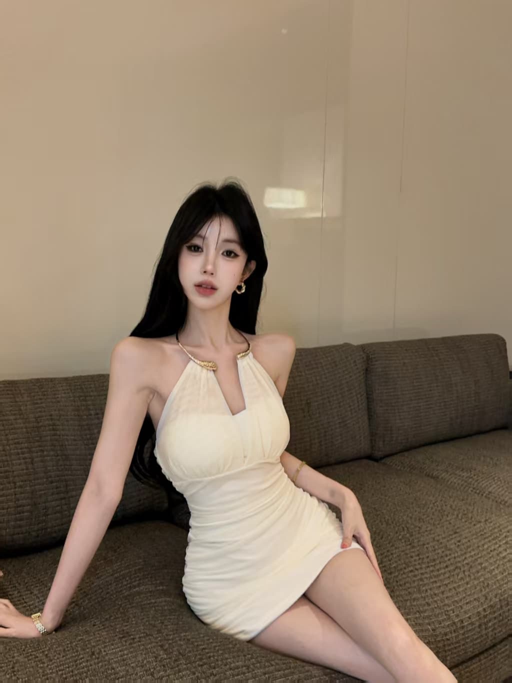 실사 쇼트 스타일 망사 드레스 상세 이미지 13