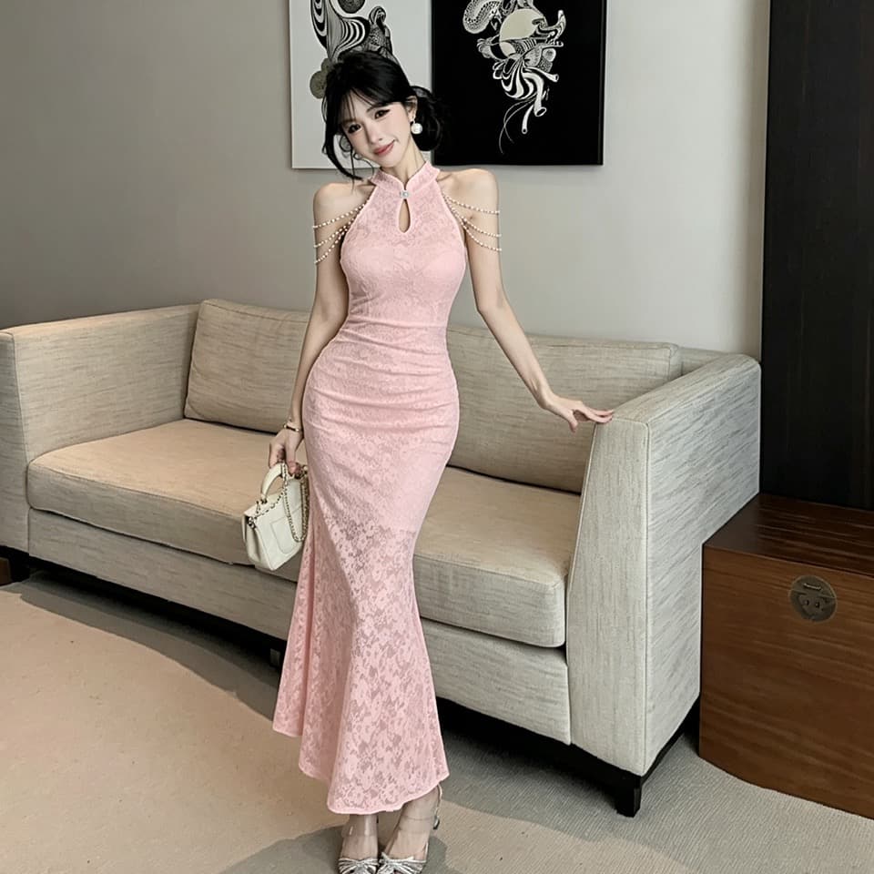 실사 롱 코트 레이스 드레스 이미지 2