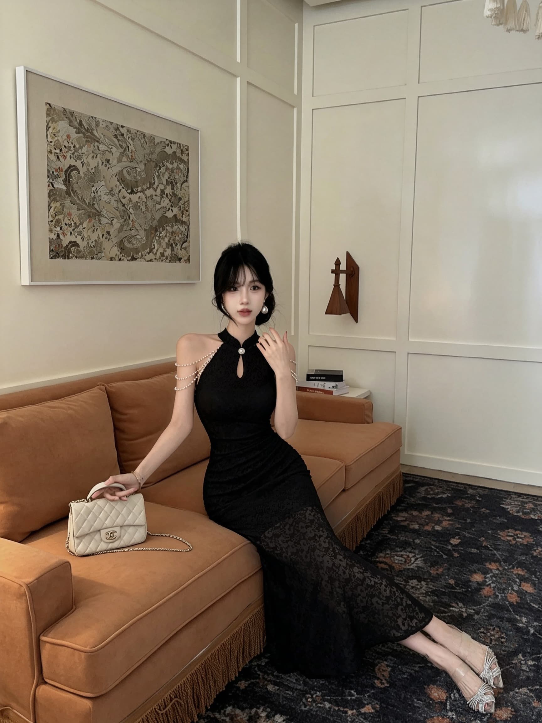 실사 롱 코트 레이스 드레스 상세 이미지 1