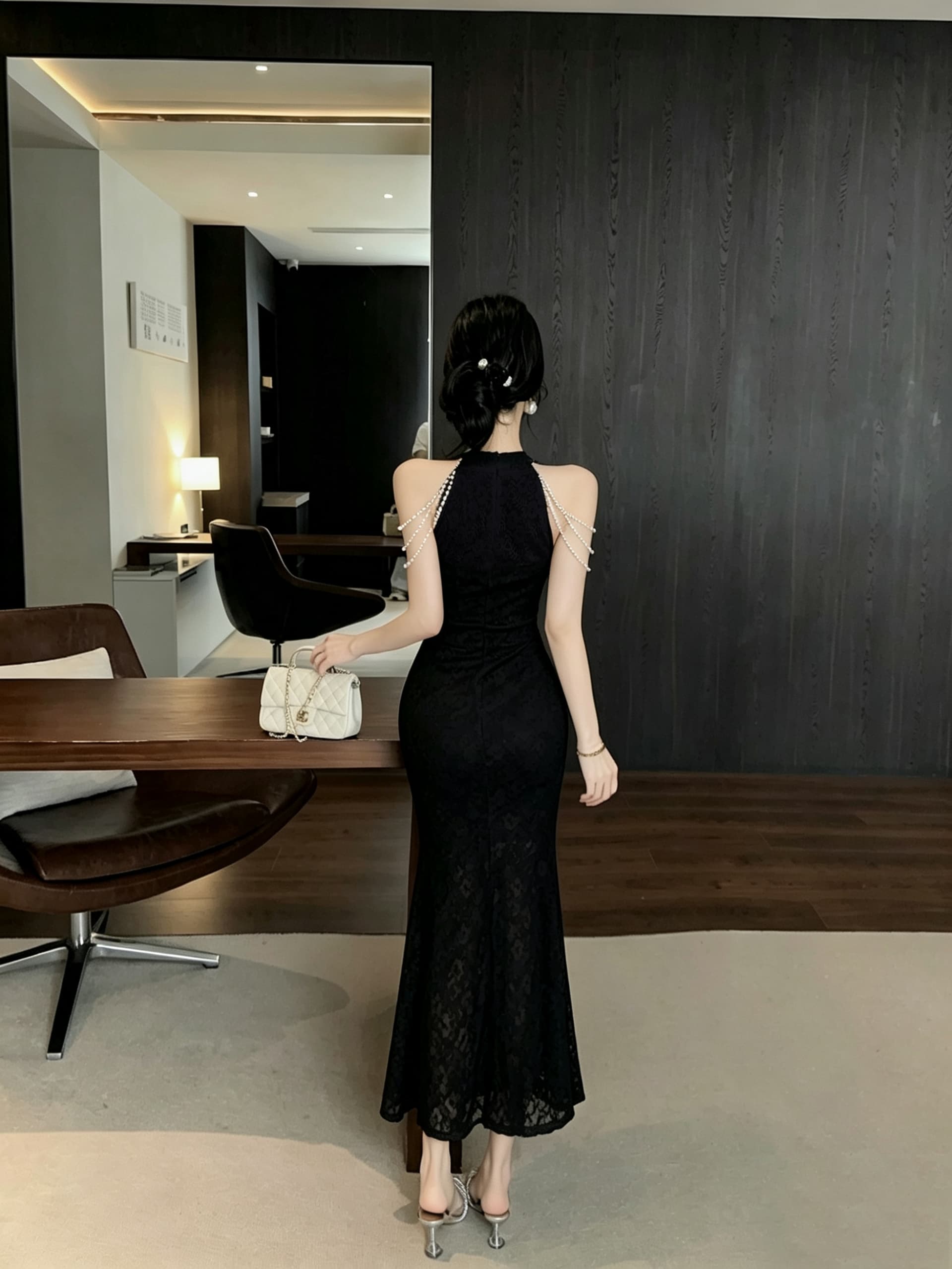 실사 롱 코트 레이스 드레스 상세 이미지 5