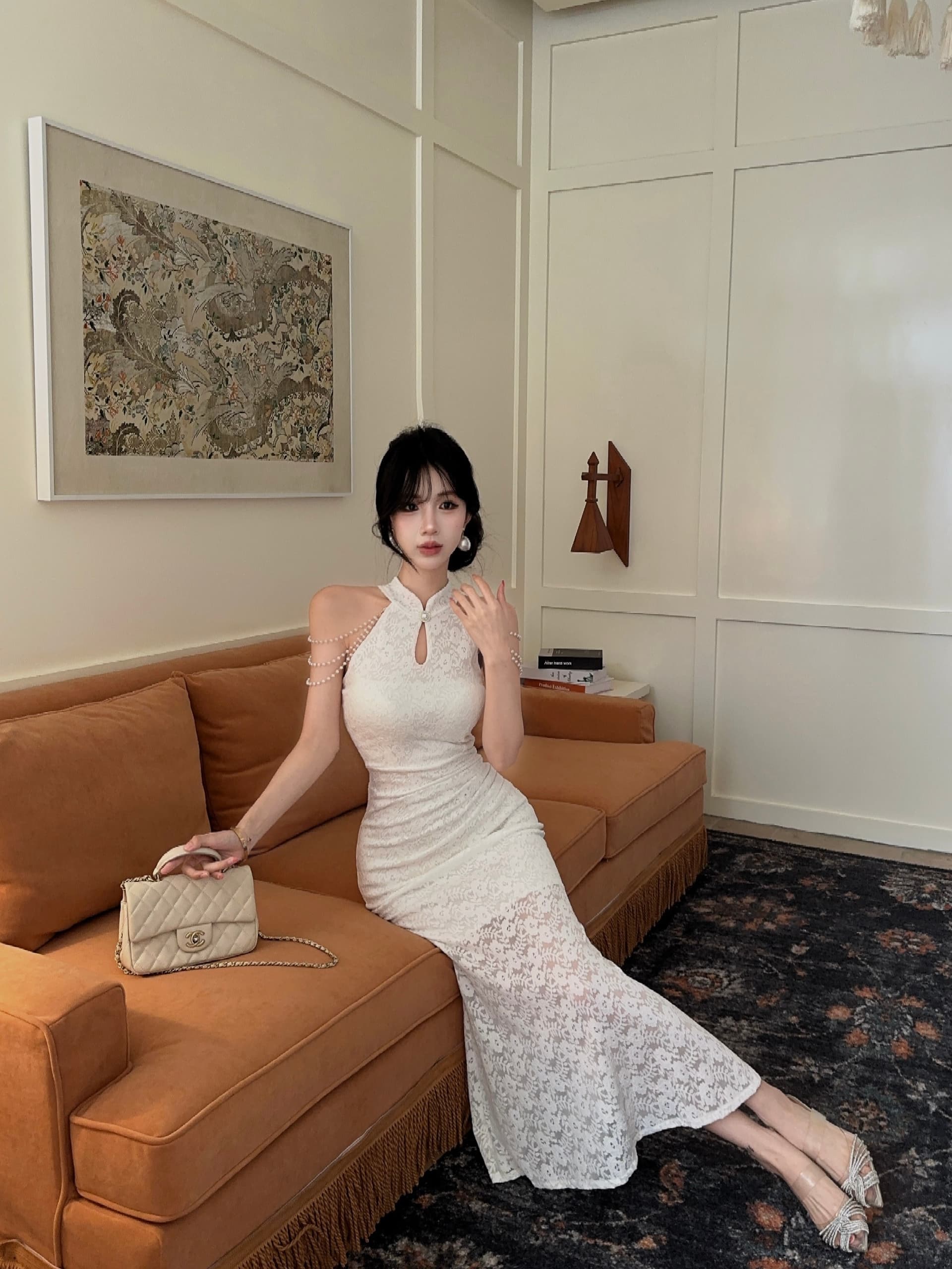 실사 롱 코트 레이스 드레스 상세 이미지 15
