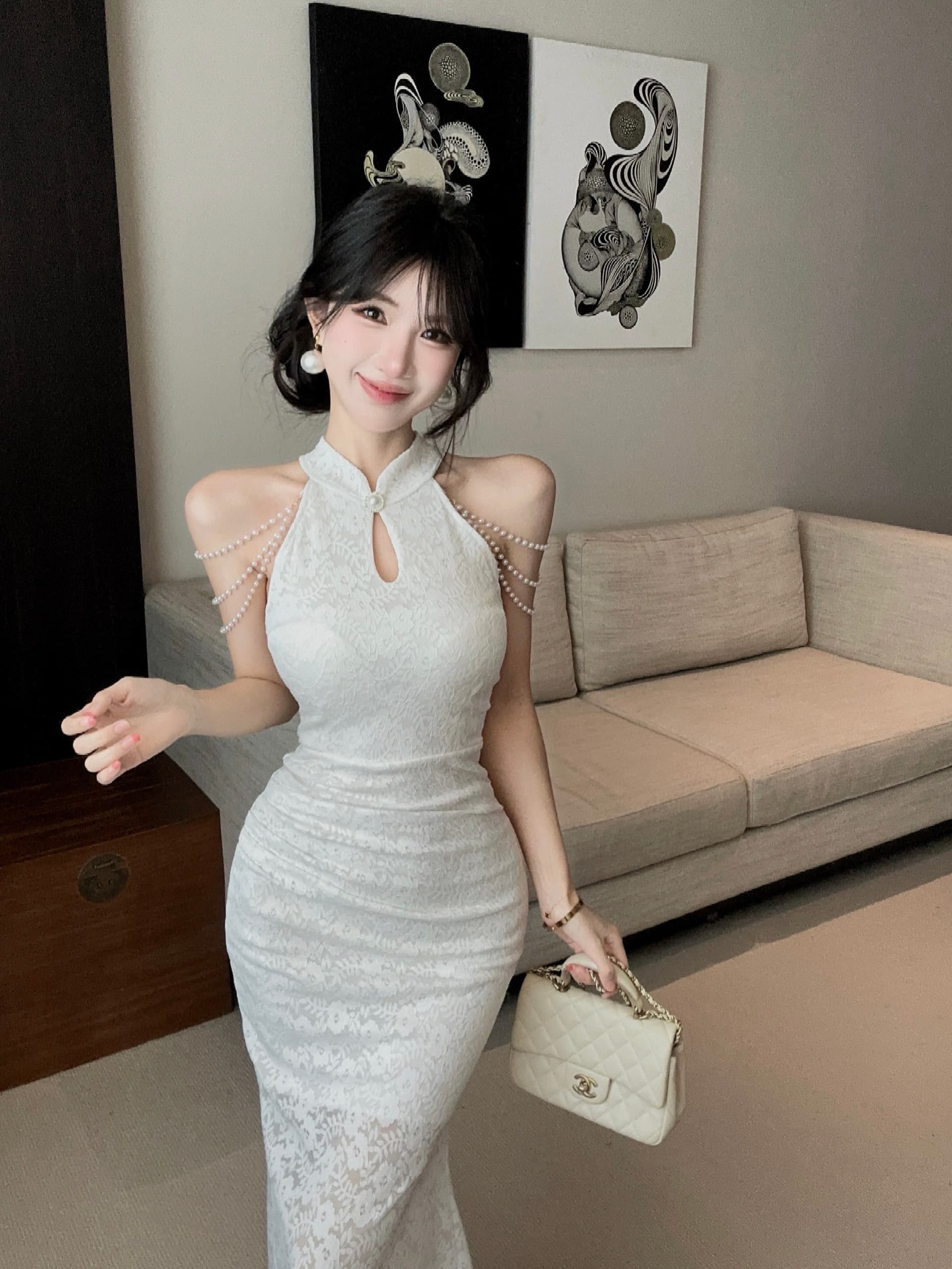 실사 롱 코트 레이스 드레스 상세 이미지 19