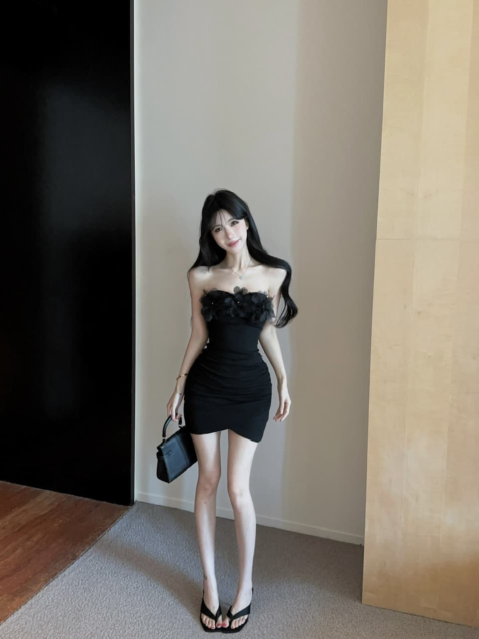 실사 쇼트 스타일 면 소재 타이트 스커트 튜브탑 드레스 상세 이미지 8