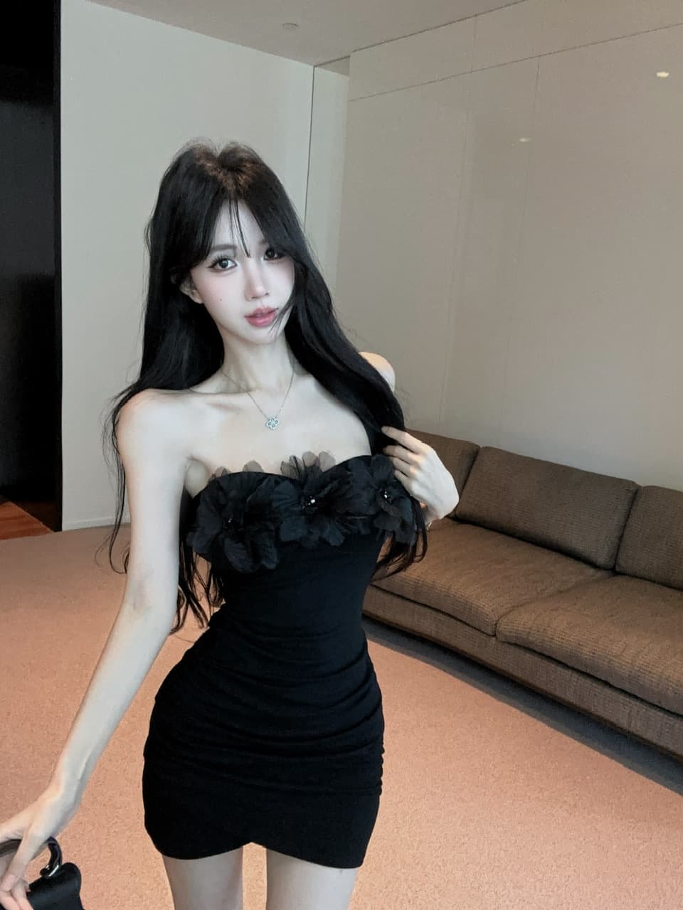 실사 쇼트 스타일 면 소재 타이트 스커트 튜브탑 드레스 상세 이미지 11