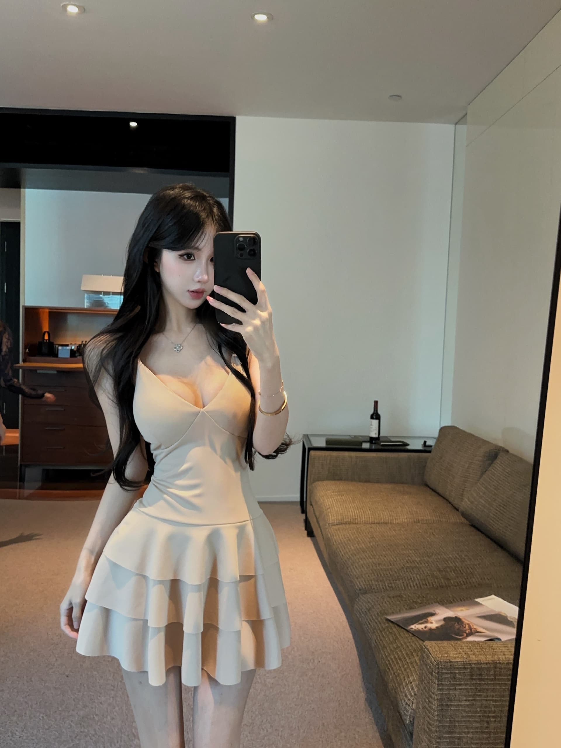 실사 쇼트 스타일 다중 레이어 슬립 드레스 상세 이미지 19