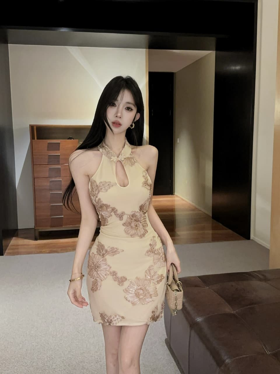 실사 민소매 치파오 미니 스커트 상세 이미지 10