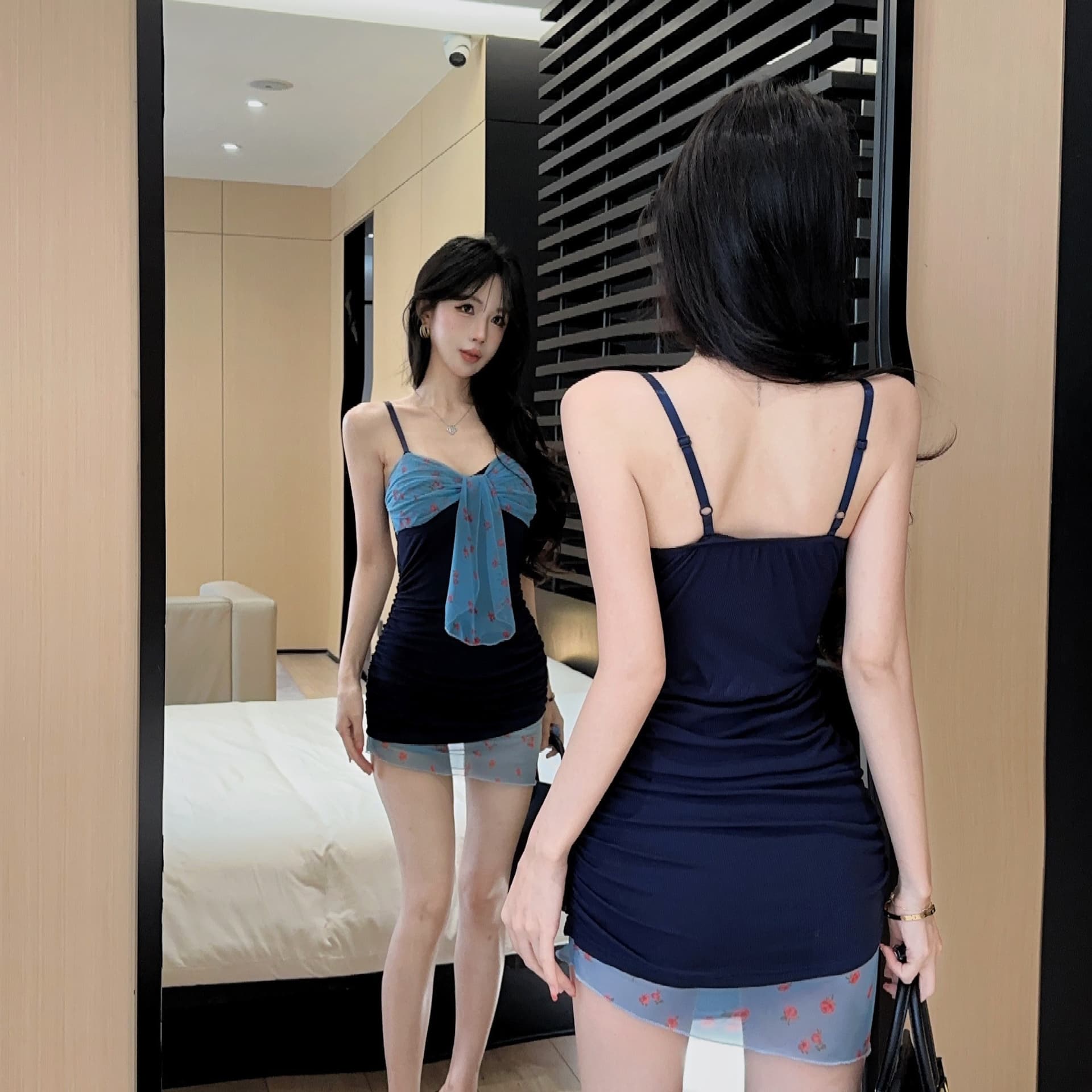 실사 패치워크 색상 슬립 드레스 이미지 5