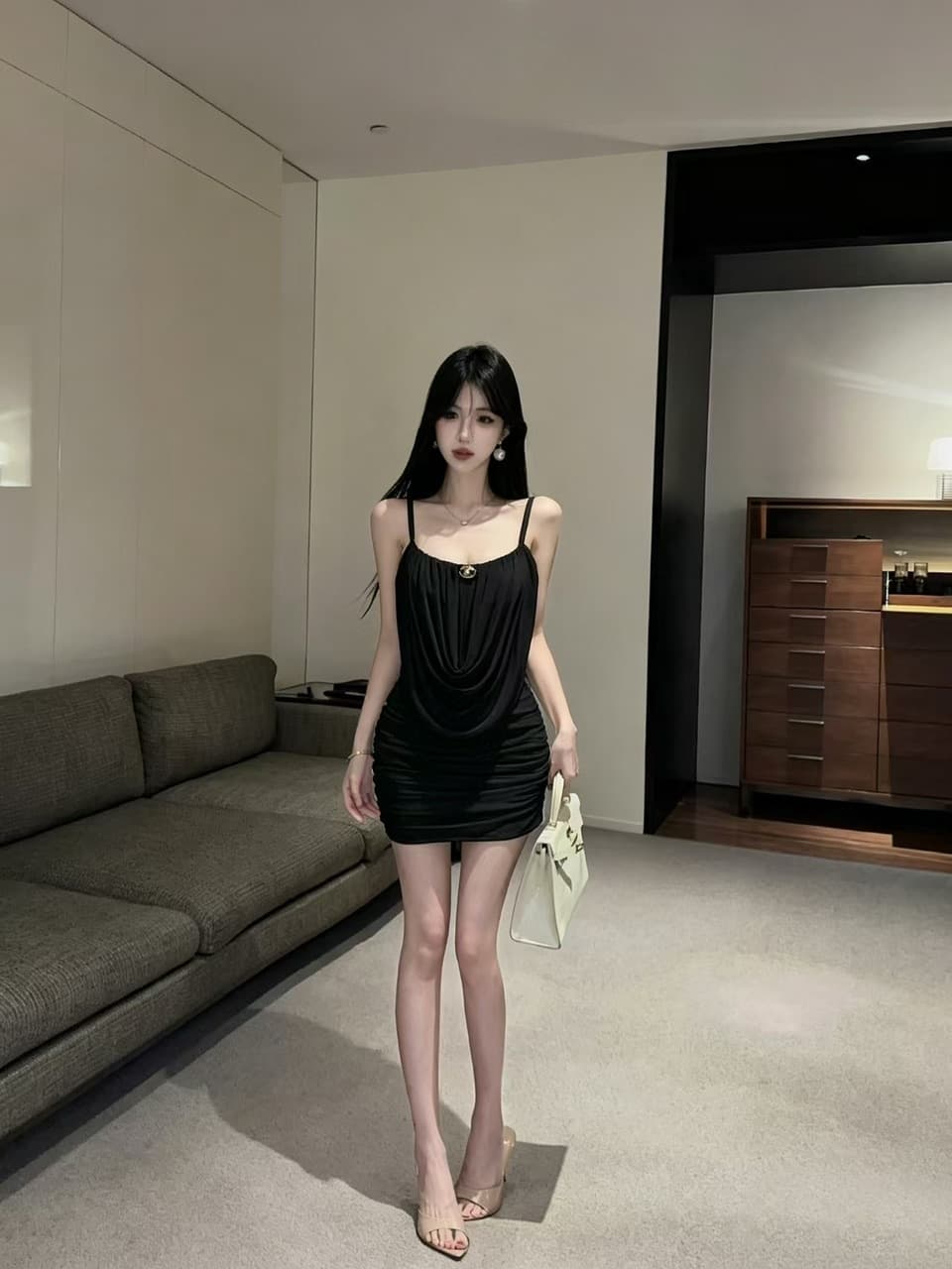 실사 쇼트 스타일 망사 드레스 상세 이미지 12