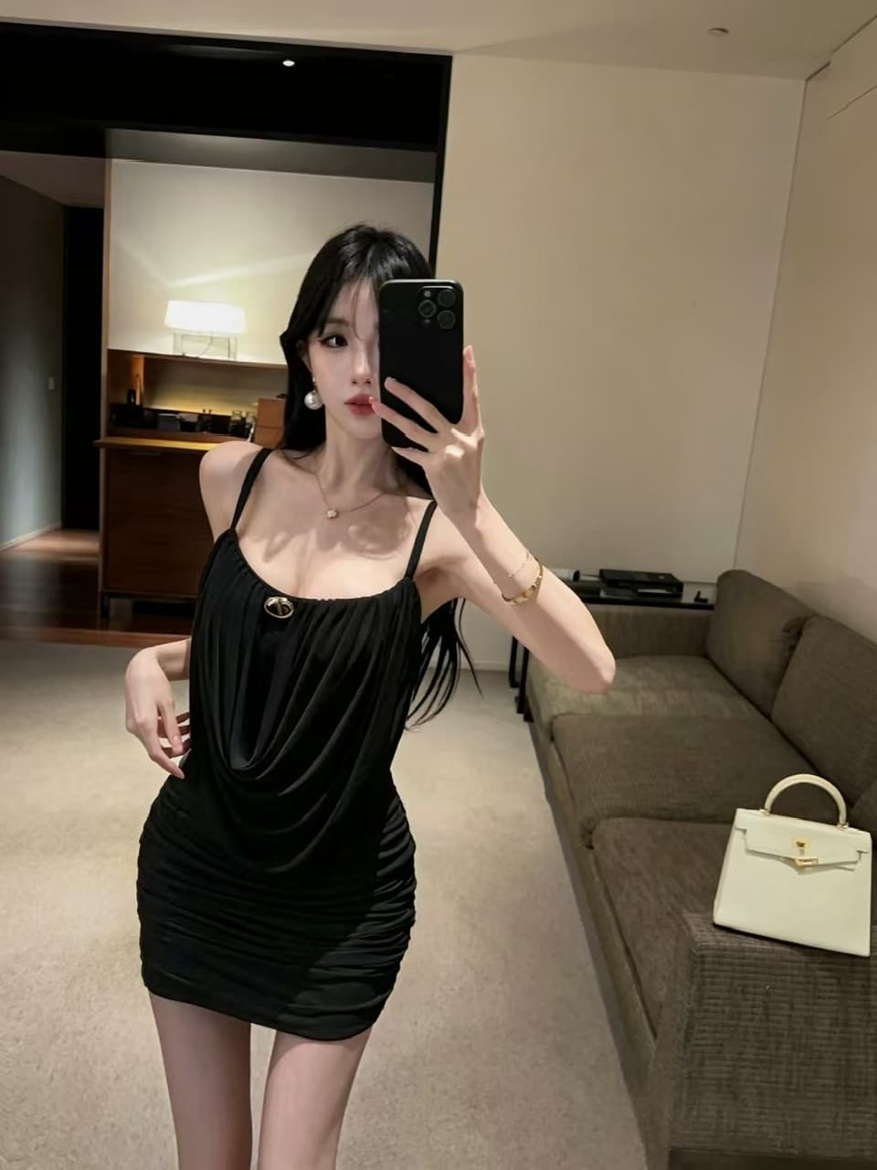 실사 쇼트 스타일 망사 드레스 상세 이미지 15