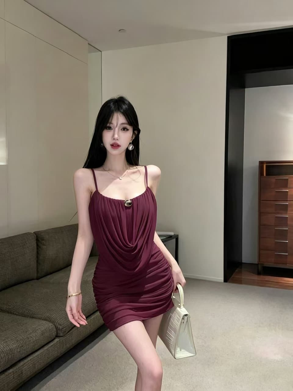 실사 쇼트 스타일 망사 드레스 상세 이미지 18