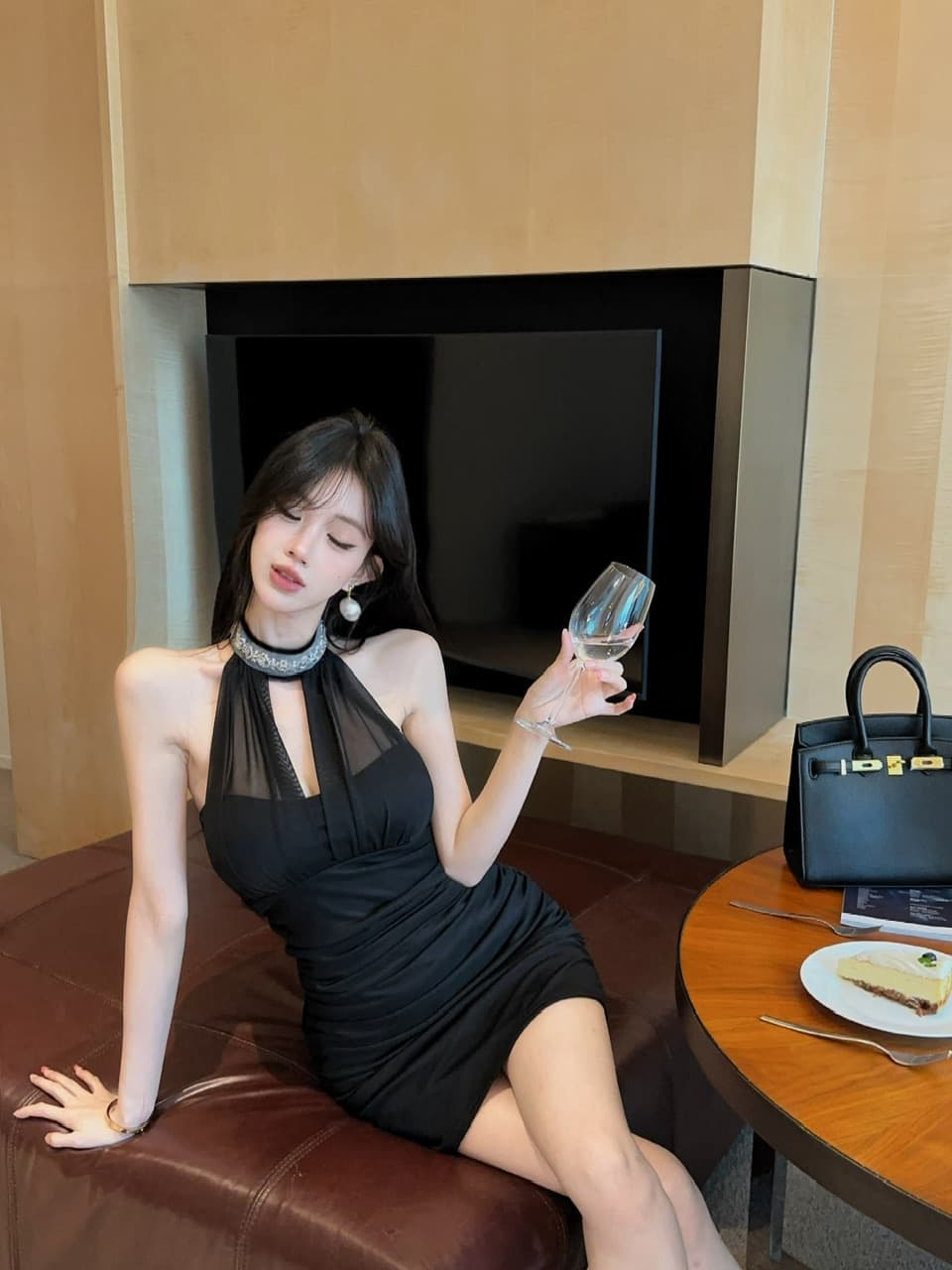 실사 쇼트 스타일 망사 드레스 상세 이미지 5