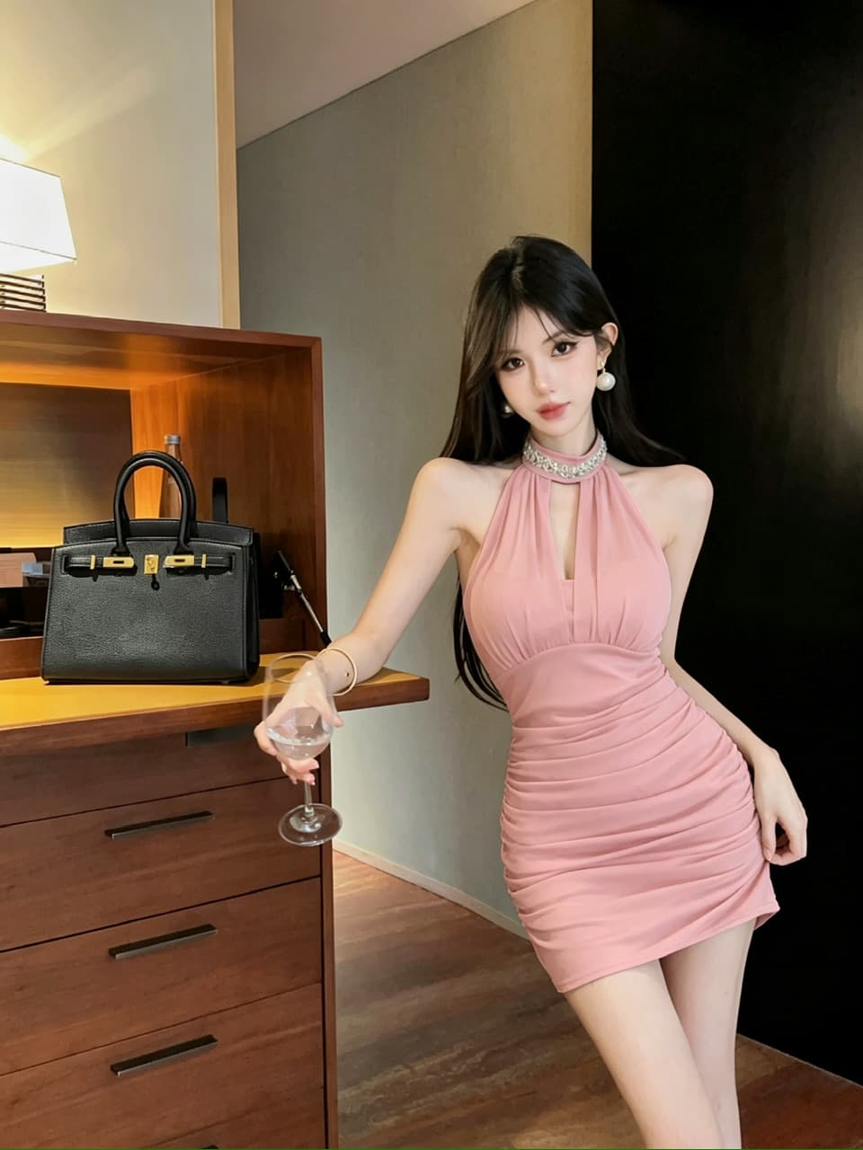 실사 쇼트 스타일 망사 드레스 상세 이미지 18