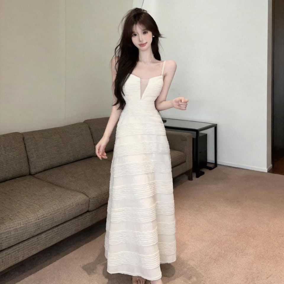 실사 롱 코트 슬립 드레스