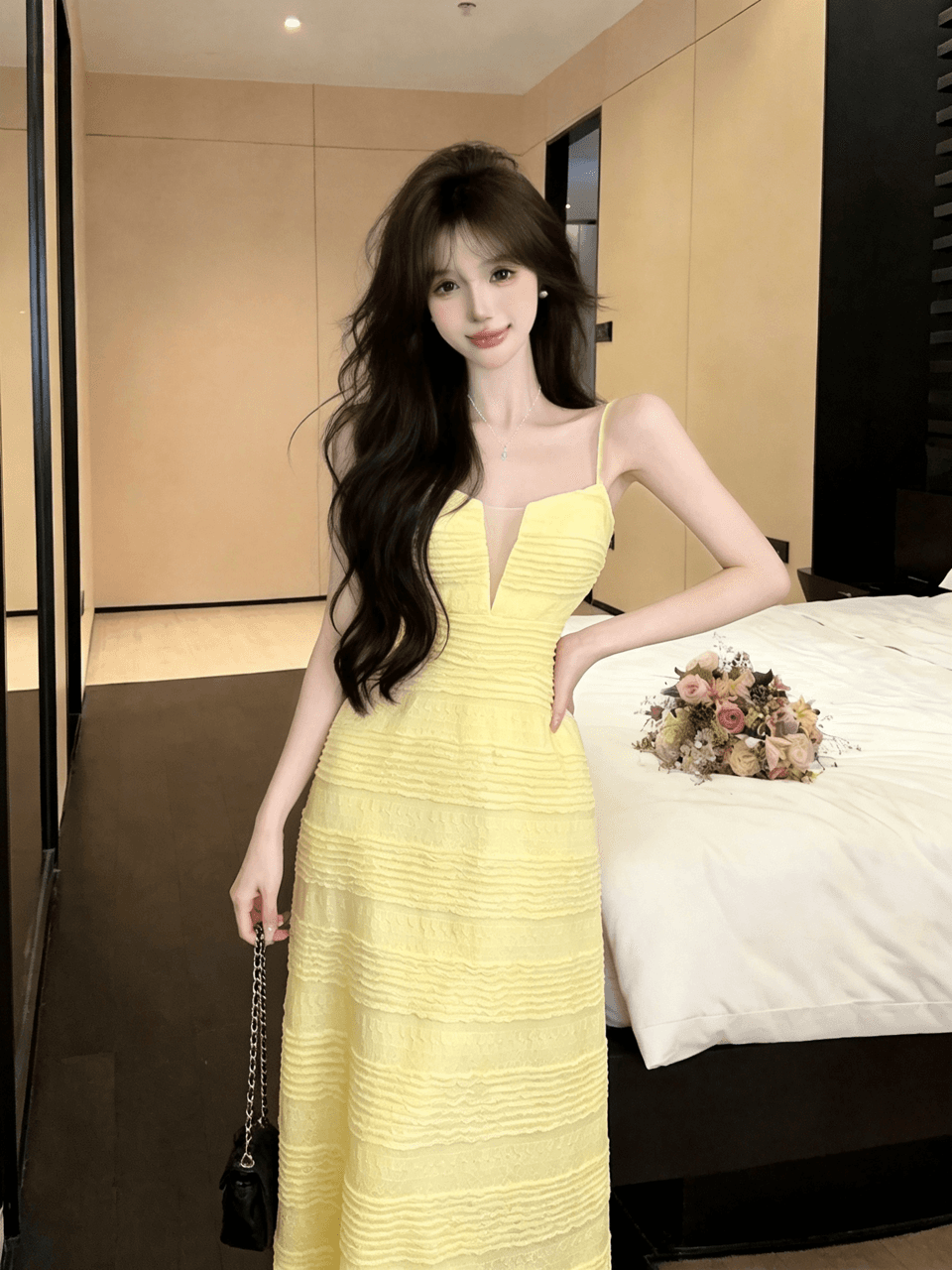 실사 롱 코트 슬립 드레스 상세 이미지 6