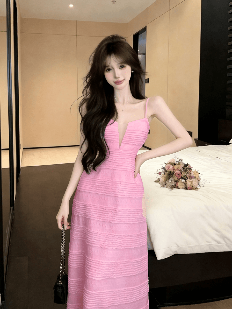 실사 롱 코트 슬립 드레스 상세 이미지 9