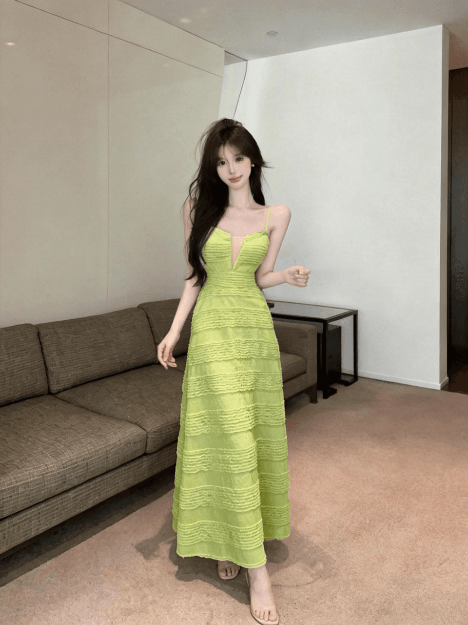 실사 롱 코트 슬립 드레스 상세 이미지 19