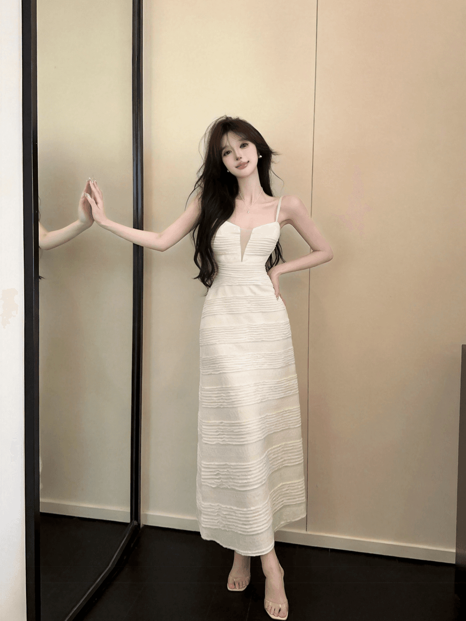 실사 롱 코트 슬립 드레스 상세 이미지 23
