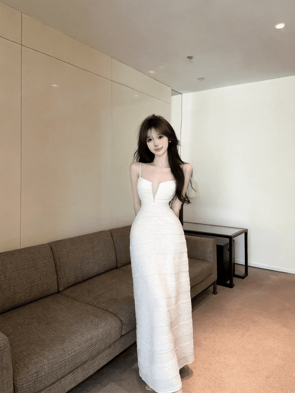 실사 롱 코트 슬립 드레스 상세 이미지 28