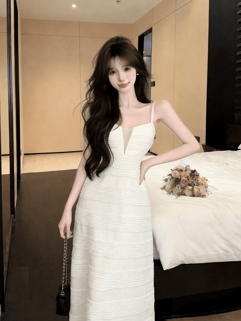 실사 롱 코트 슬립 드레스 상세 이미지 29