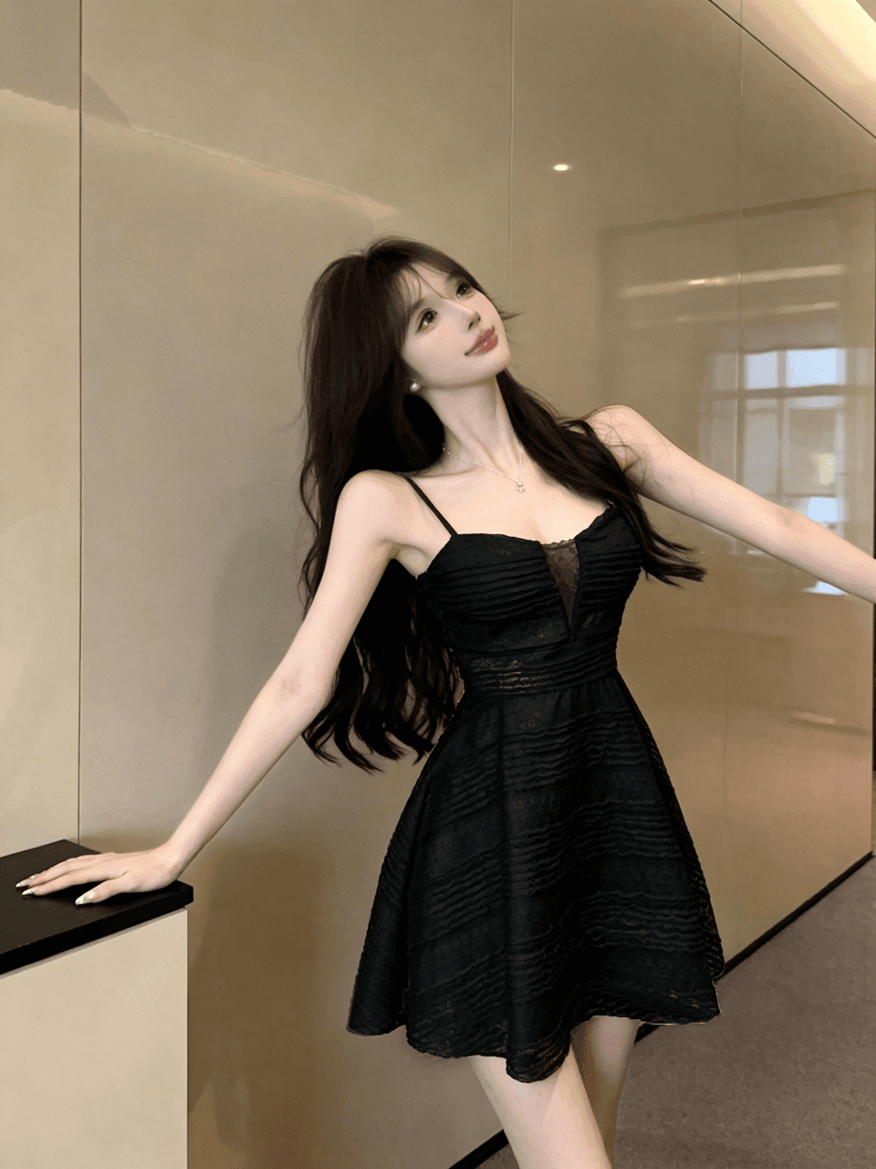 실사 쇼트 스타일 슬립 드레스 상세 이미지 14