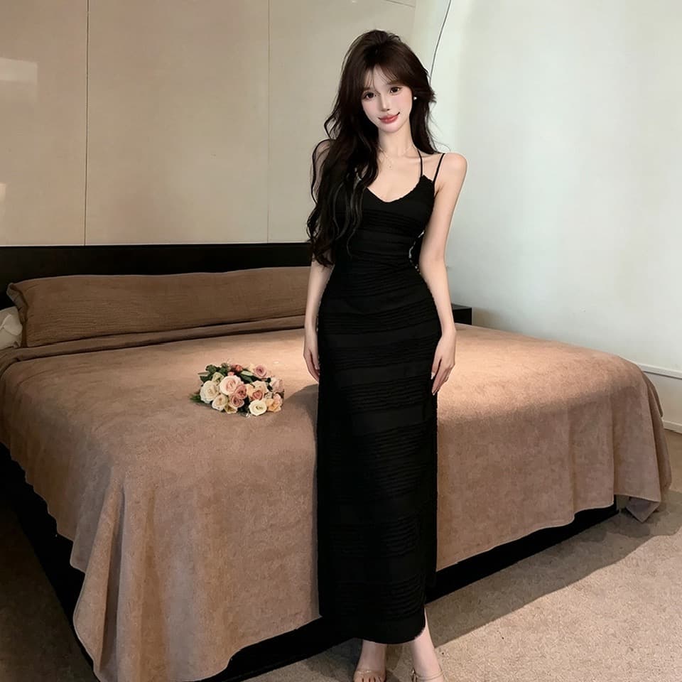 실사 2 가지 모델 슬립 드레스 이미지 4
