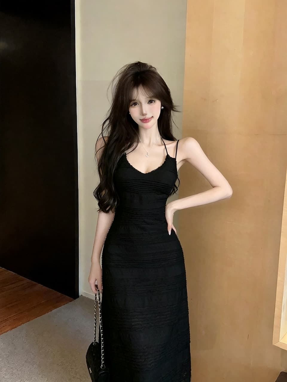 실사 2 가지 모델 슬립 드레스 상세 이미지 18