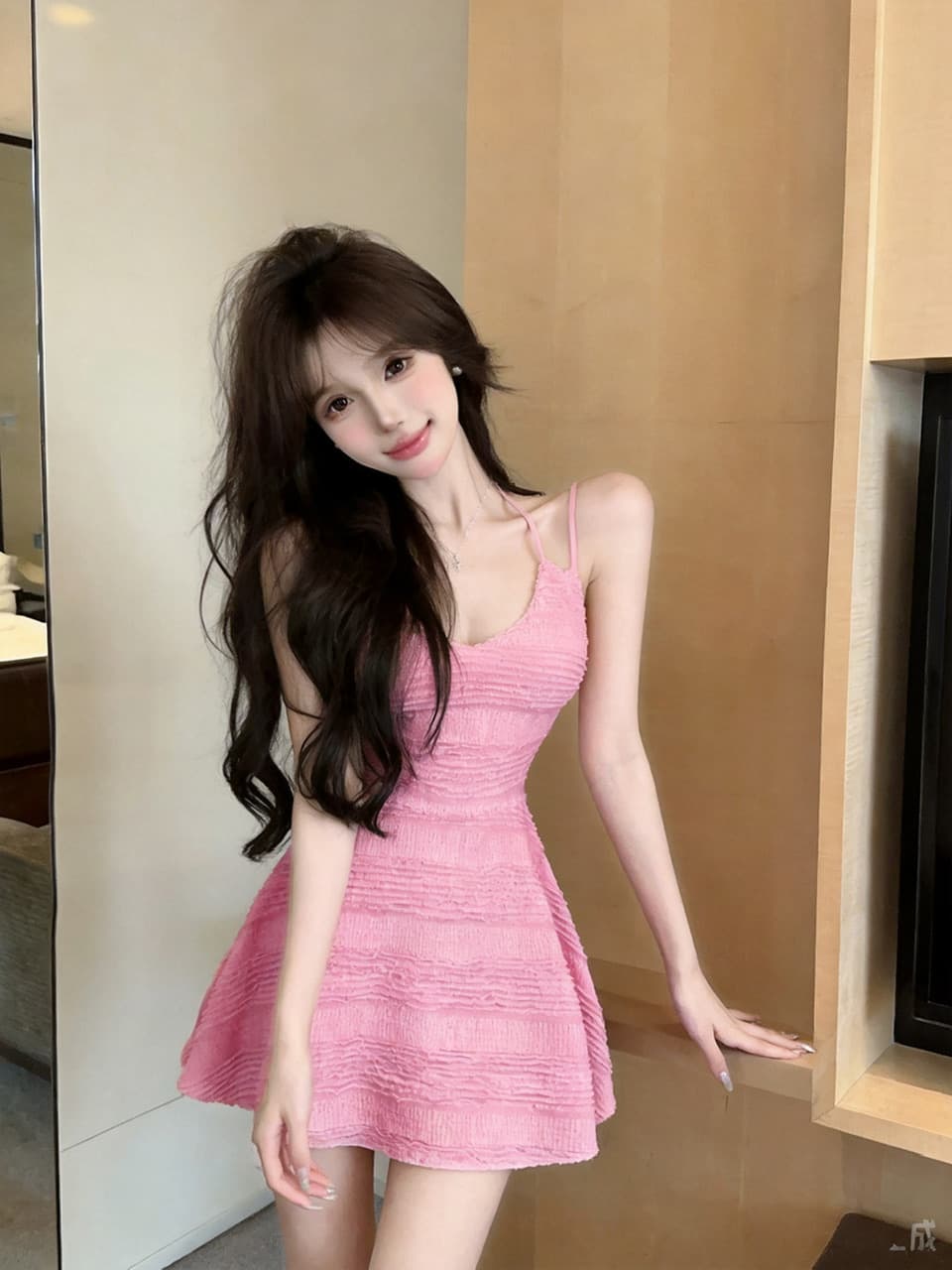 실사 쇼트 스타일 슬립 드레스 상세 이미지 7
