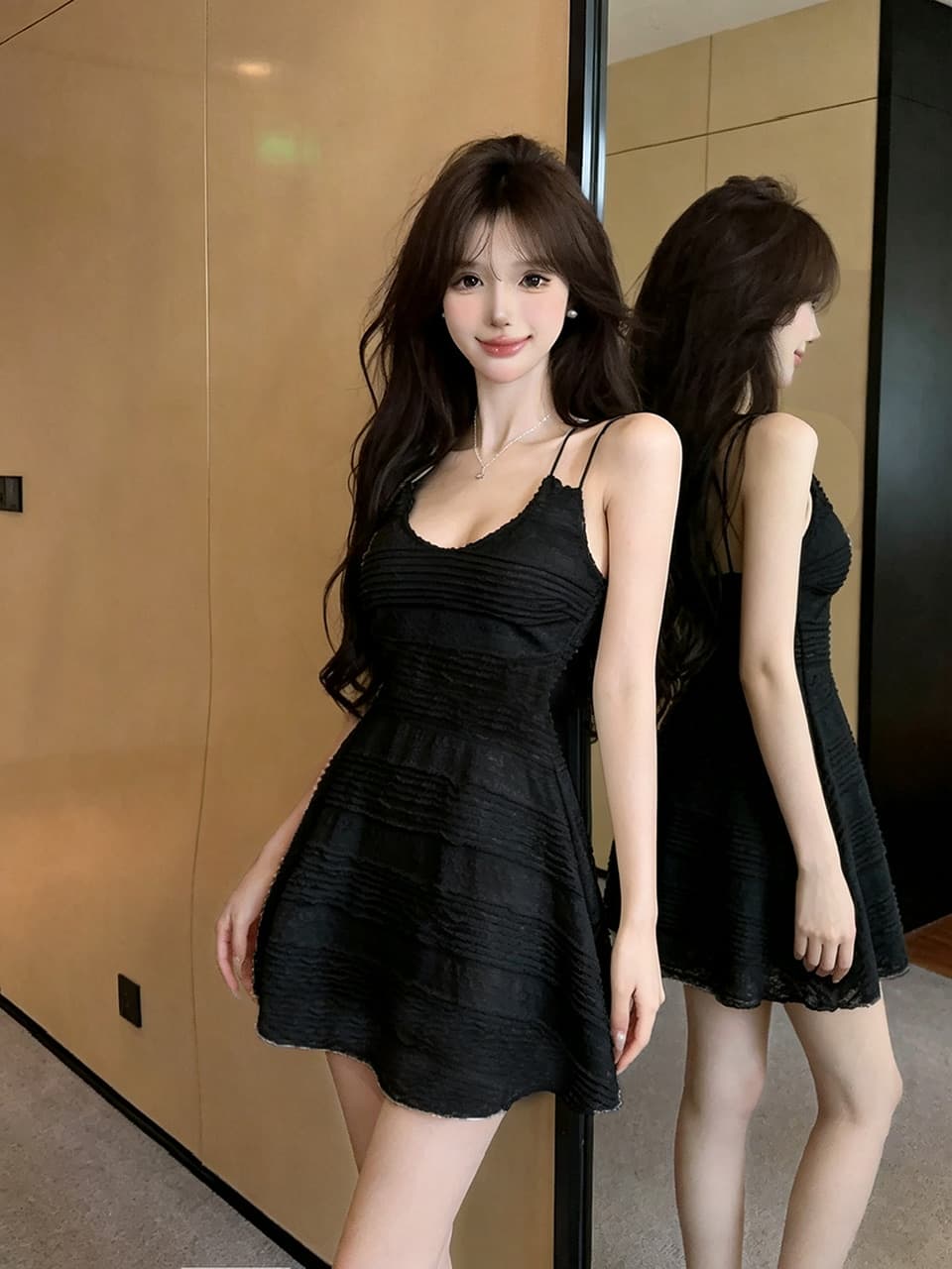 실사 쇼트 스타일 슬립 드레스 상세 이미지 11