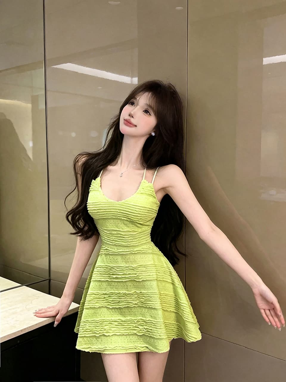 실사 쇼트 스타일 슬립 드레스 상세 이미지 23