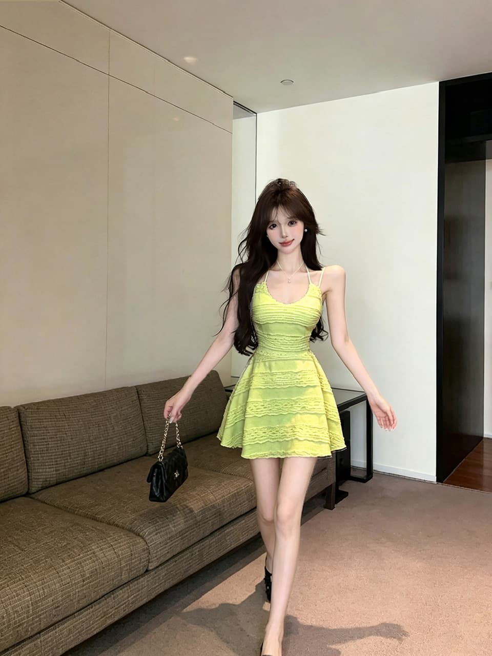 실사 쇼트 스타일 슬립 드레스 상세 이미지 24