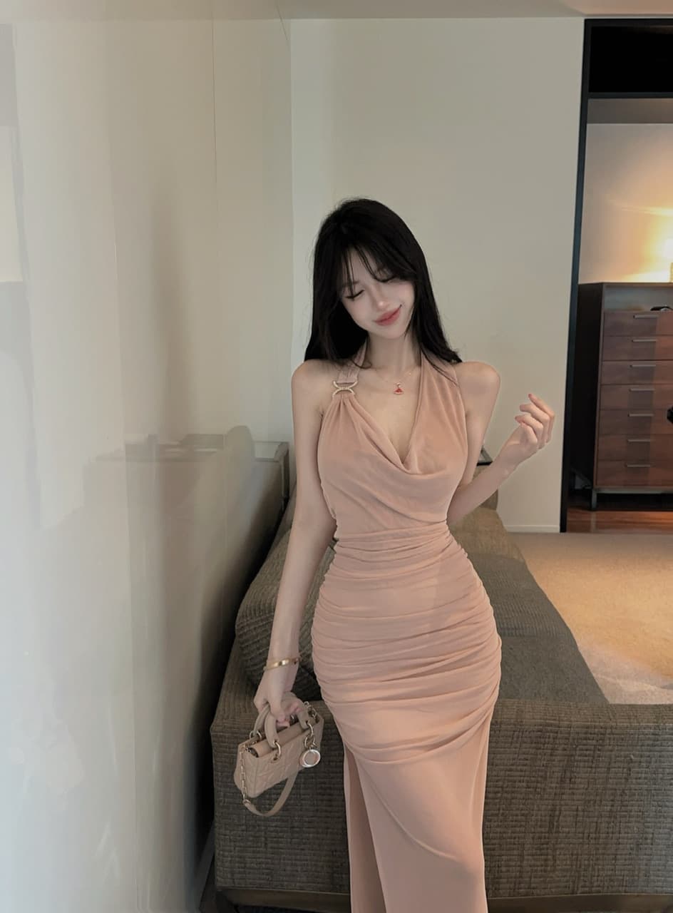 실사 망사 롱 코트 드레스 상세 이미지 17